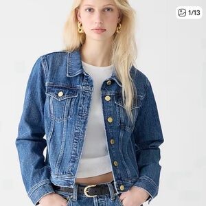 J. Crew Blue Denim Jean Jacket with Gold Buttons